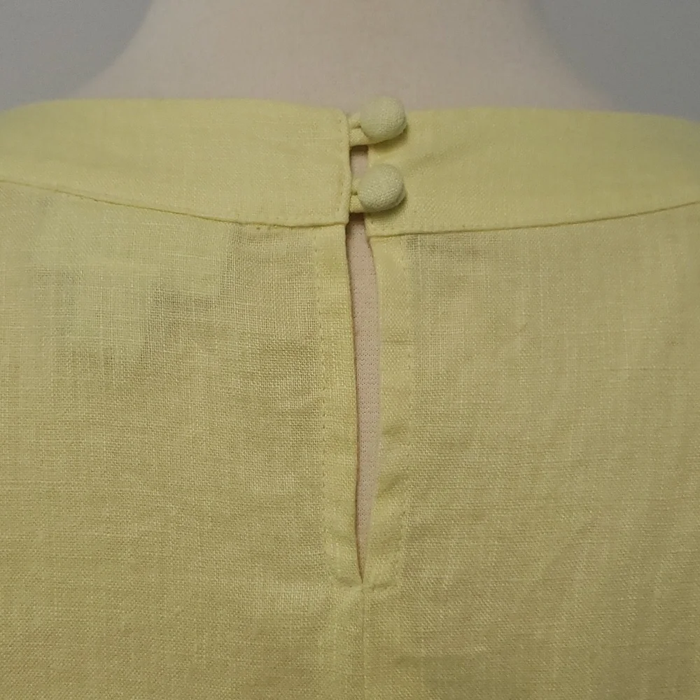 J Jill Love Linen butter-yellow linen midi dress with pockets size large - Picture 9 of 14